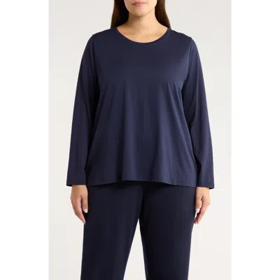 Eileen Fisher Boxy Organic Cotton Top In Blue