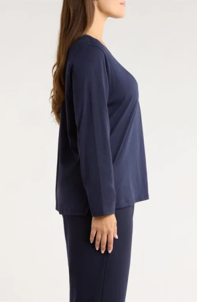 Eileen Fisher Boxy Organic Cotton Top In Blue