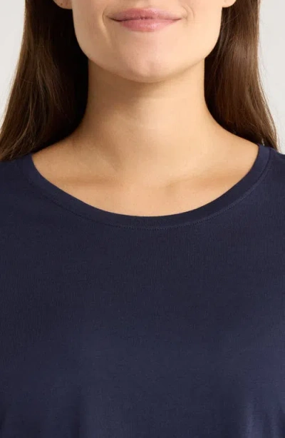 Eileen Fisher Boxy Organic Cotton Top In Blue
