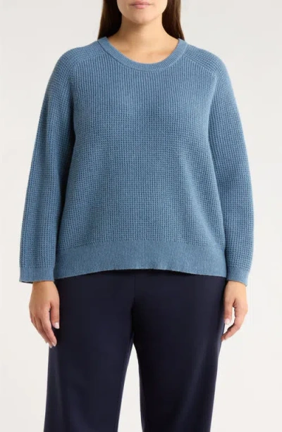 Eileen Fisher Crewneck Organic Cotton & Recycled Cashmere Sweater In Blue