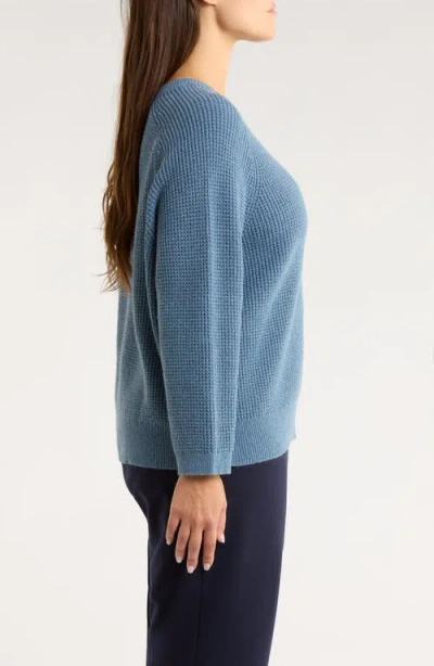 Eileen Fisher Crewneck Organic Cotton & Recycled Cashmere Sweater In Blue
