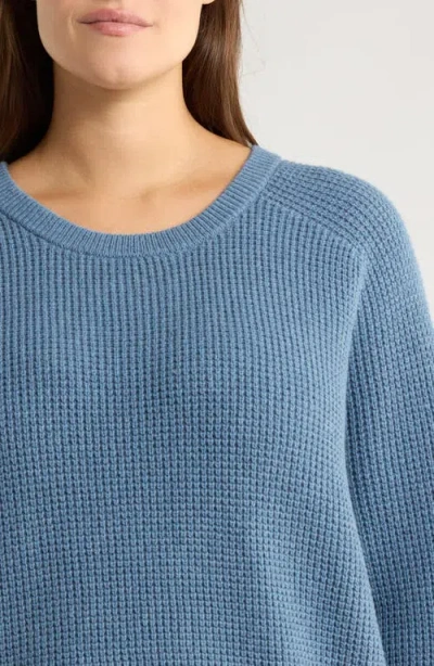 Eileen Fisher Crewneck Organic Cotton & Recycled Cashmere Sweater In Blue