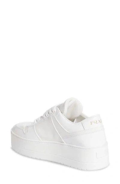 Prada Downtown Bold Leather Sneakers In White