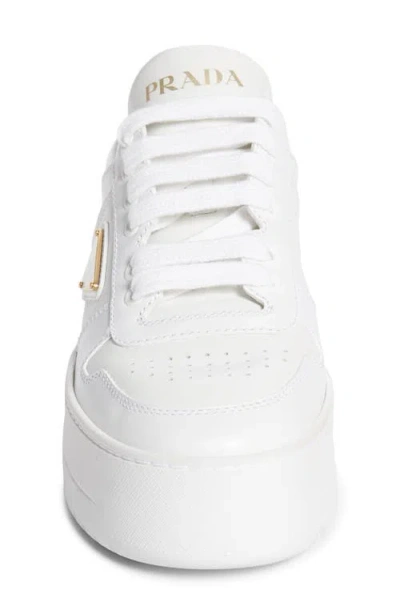 Prada Downtown Bold Leather Sneakers In White
