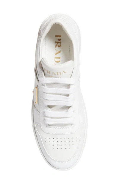 Prada Downtown Bold Leather Sneakers In White