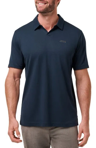 Travismathew Late At Night Stretch Knit Polo In Blue