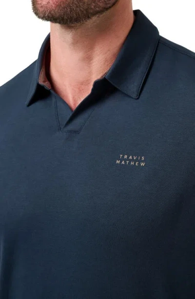 Travismathew Late At Night Stretch Knit Polo In Blue