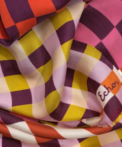 Echo Checks Checks Silk Oblong In Multi