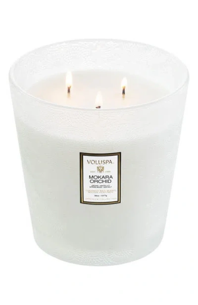 Voluspa Mokara Orchid Three-wick Hearth Candle In White