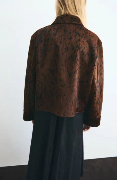 Mango Animal Print Genuine Calf Hair Jacket In Brown