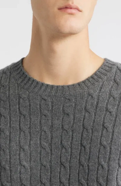 Frame Cabled Cashmere Crewneck Sweater In Gray