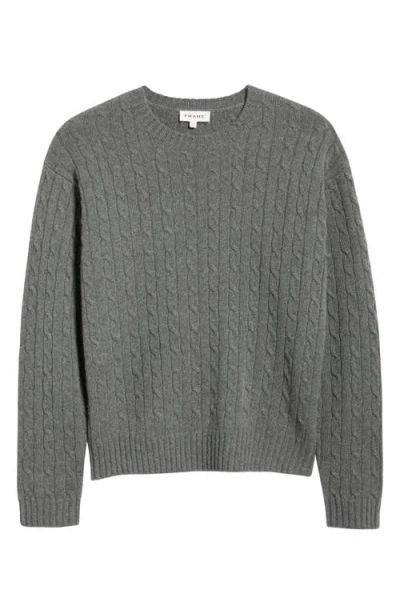 Frame Cabled Cashmere Crewneck Sweater In Gray