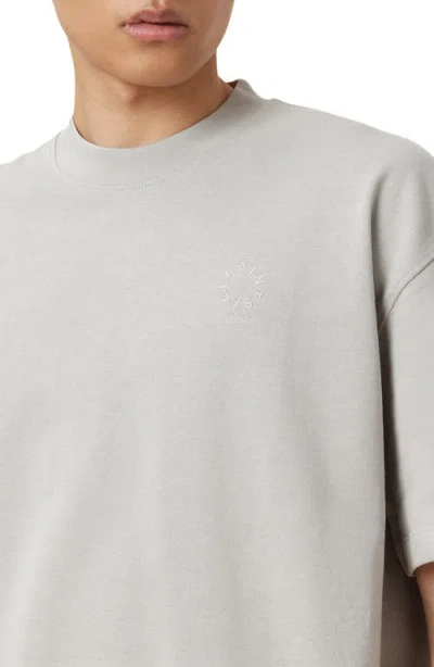 Allsaints Haven Embroidered Logo Oversized T-shirt In Gray
