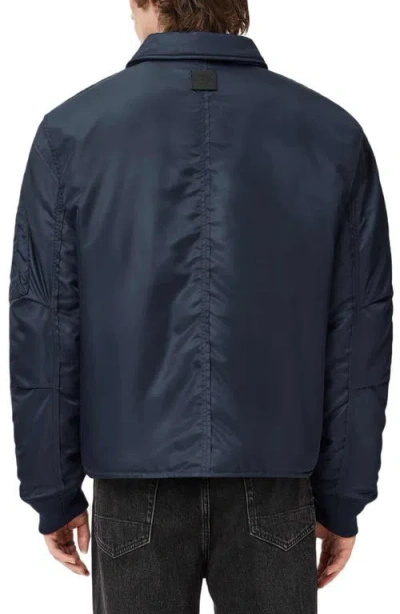 Allsaints Mens Fallon Oversized Shell Bomber Jacket Moonlit Blue