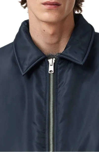 Allsaints Mens Fallon Oversized Shell Bomber Jacket Moonlit Blue