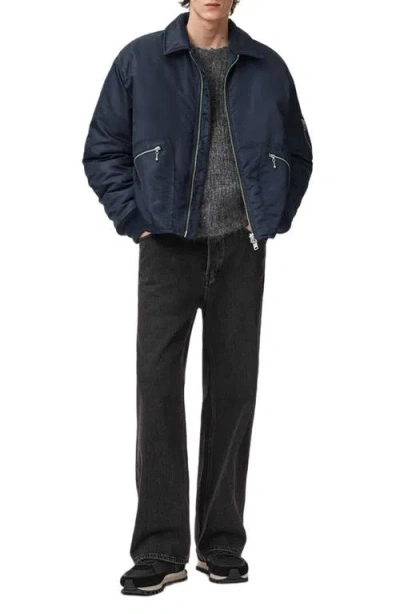 Allsaints Mens Fallon Oversized Shell Bomber Jacket Moonlit Blue