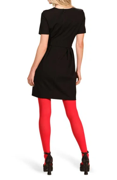 Isaac Mizrahi New York Rhinestone Star Ponte Minidress In Black