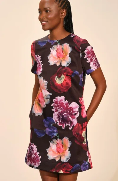Isaac Mizrahi New York Floral Satin Minidress In Multi