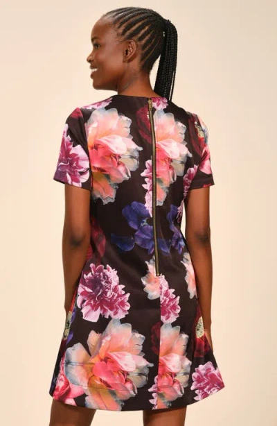 Isaac Mizrahi New York Floral Satin Minidress In Multi