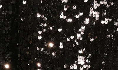 Isaac Mizrahi New York Sequin Tie Waist A-line Minidress In Black