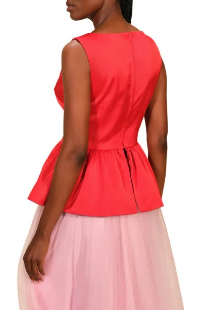 Isaac Mizrahi New York Satin Peplum Top In Pink