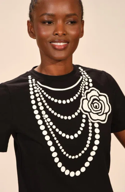 Isaac Mizrahi New York Trompe L'oeil Necklace Graphic T-shirt In Black