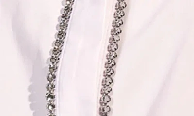 Isaac Mizrahi New York Rhinestone Embellished Cotton Button-up Shirt In White