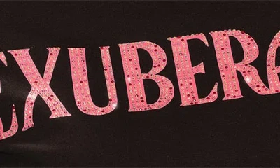 Isaac Mizrahi New York Exuberant Rhinestone Stretch Cotton T-shirt In Black