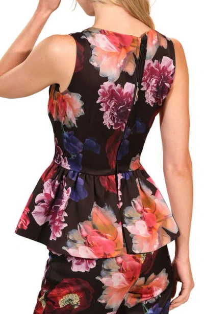 Isaac Mizrahi New York Satin Peplum Top In Multi