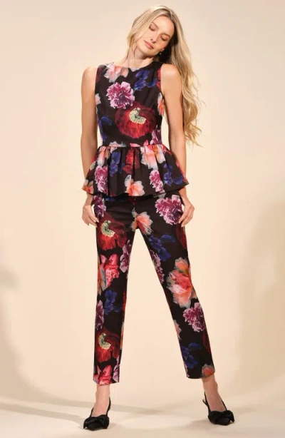 Isaac Mizrahi New York Satin Peplum Top In Multi