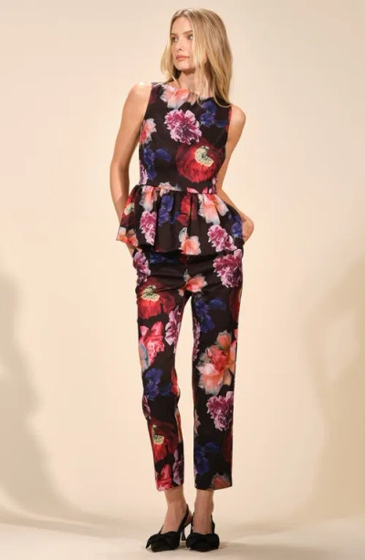 Isaac Mizrahi New York Satin Peplum Top In Multi