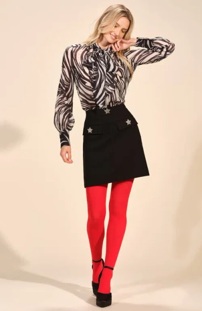 Isaac Mizrahi New York Tie Neck Button-up Shirt In Brown