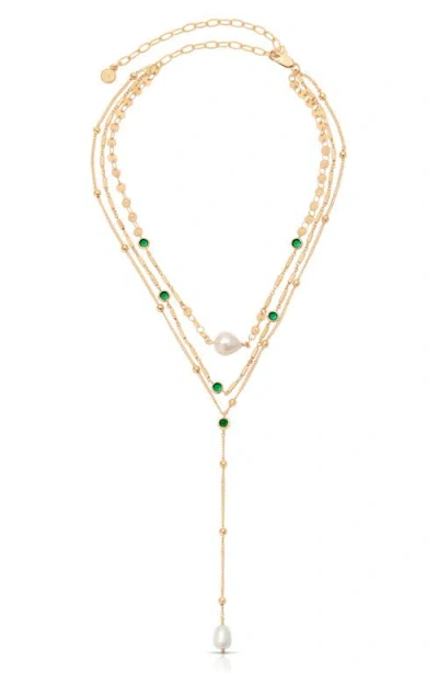 Ettika Forever Falling Freshwater Pearl Layered Y-necklace In Gold