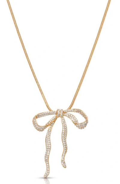 Ettika Pavé Cubic Zirconia Bow Pendant Necklace In Multi