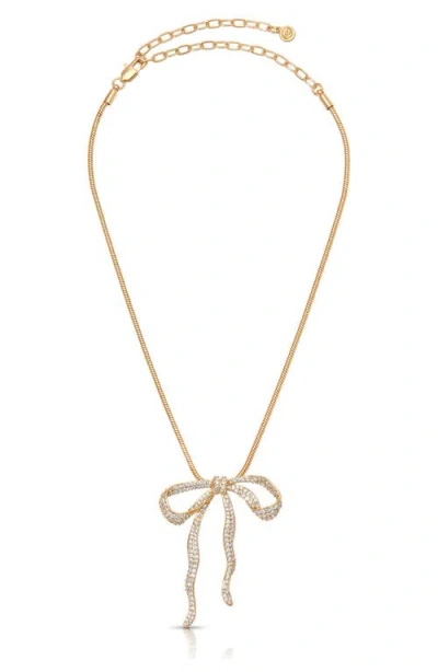 Ettika Pavé Cubic Zirconia Bow Pendant Necklace In Multi