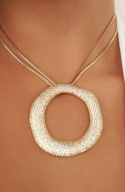 Ettika Open Circle Pave Necklace In Gold