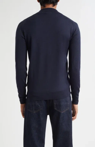 John Smedley Claygate Merino Wool Cardigan In Blue