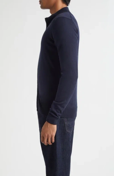 John Smedley Claygate Merino Wool Cardigan In Blue