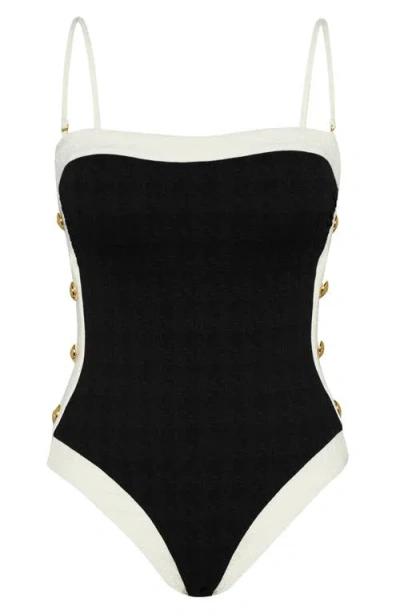 L'agence Tory Colorblock One-piece Swimsuit In Black