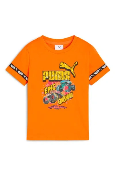 Puma X Hot Wheels Kids' Cotton Graphic T-shirt In Orange