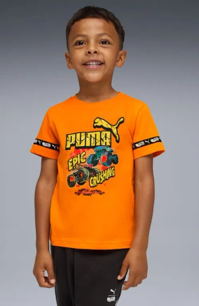 Puma X Hot Wheels Kids' Cotton Graphic T-shirt In Orange