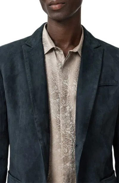 John Varvatos Bartow Suede Suit Jacket In Blue