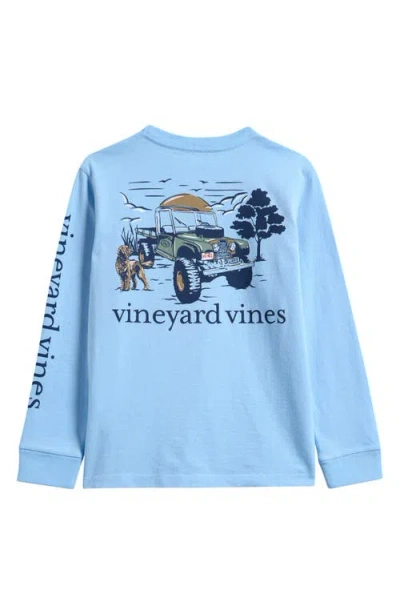Vineyard Vines Kids' Autumn Truck Long Sleeve Cotton Graphic T-shirt In Blue