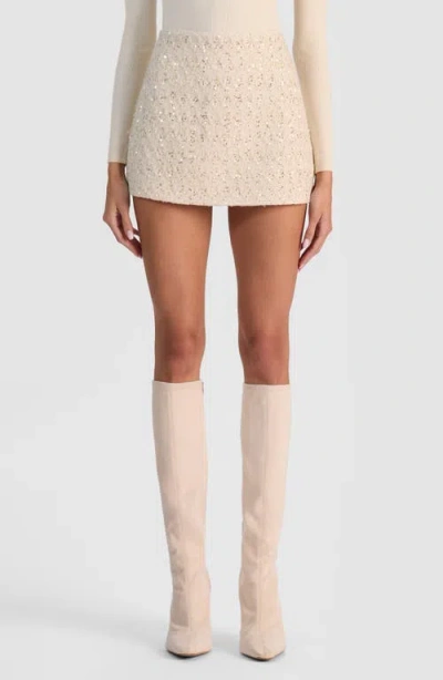 Alice And Olivia Rubi Tweed Micro Mini Skirt In White