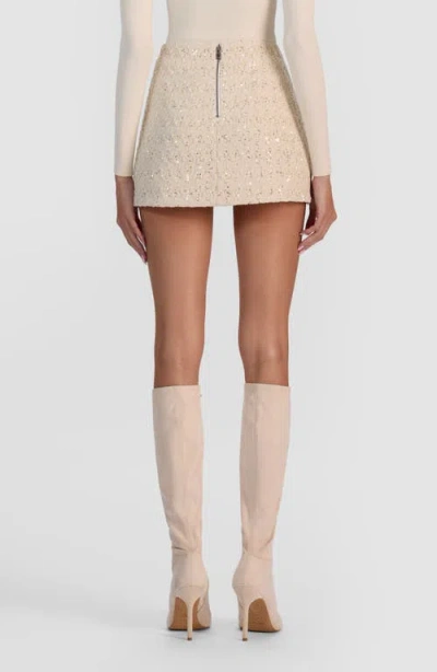 Alice And Olivia Rubi Tweed Micro Mini Skirt In White