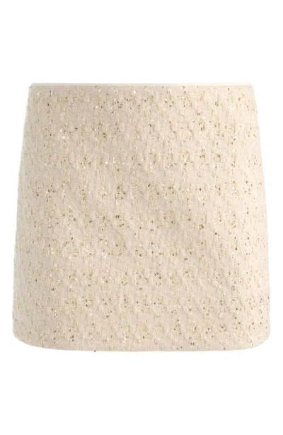 Alice And Olivia Rubi Tweed Micro Mini Skirt In White
