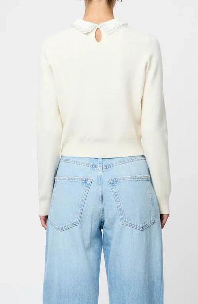 French Connection Avea Embellished Collar Sweater In White