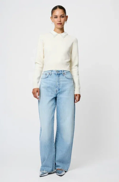 French Connection Avea Embellished Collar Sweater In White