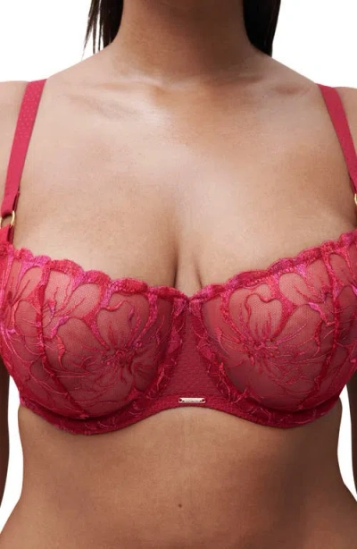 Chantelle Lingerie Fleurs Demi Bra In Burgundy
