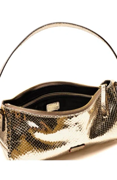 Frances Valentine Mia Snakeskin Embossed Metallic Leather Shoulder Bag In Gold